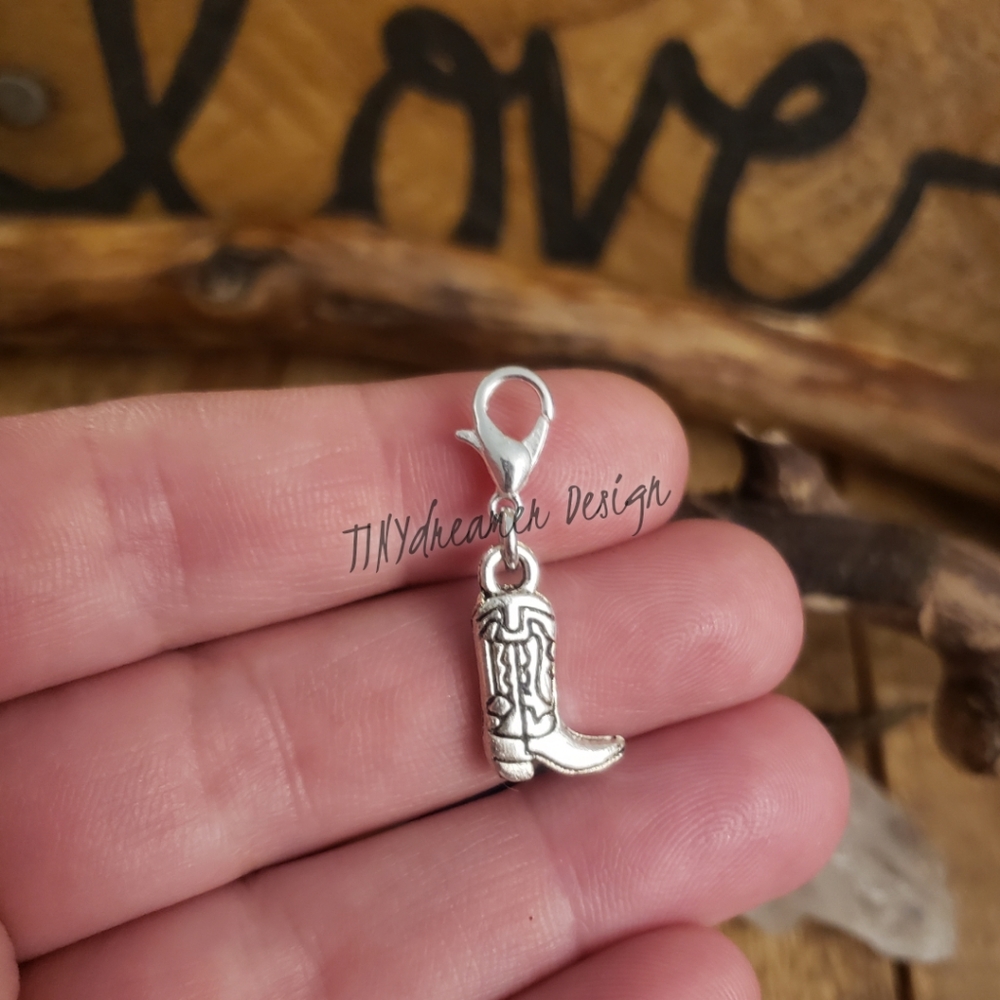 5/$25 Cowboy Boot Charm for Bracelet~Journal~Badge~Bag~Pet Collar~Badge~Phone~4H